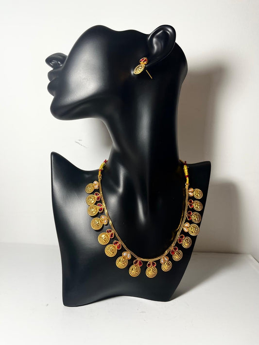 Elegant Golden Necklace and Earrings set