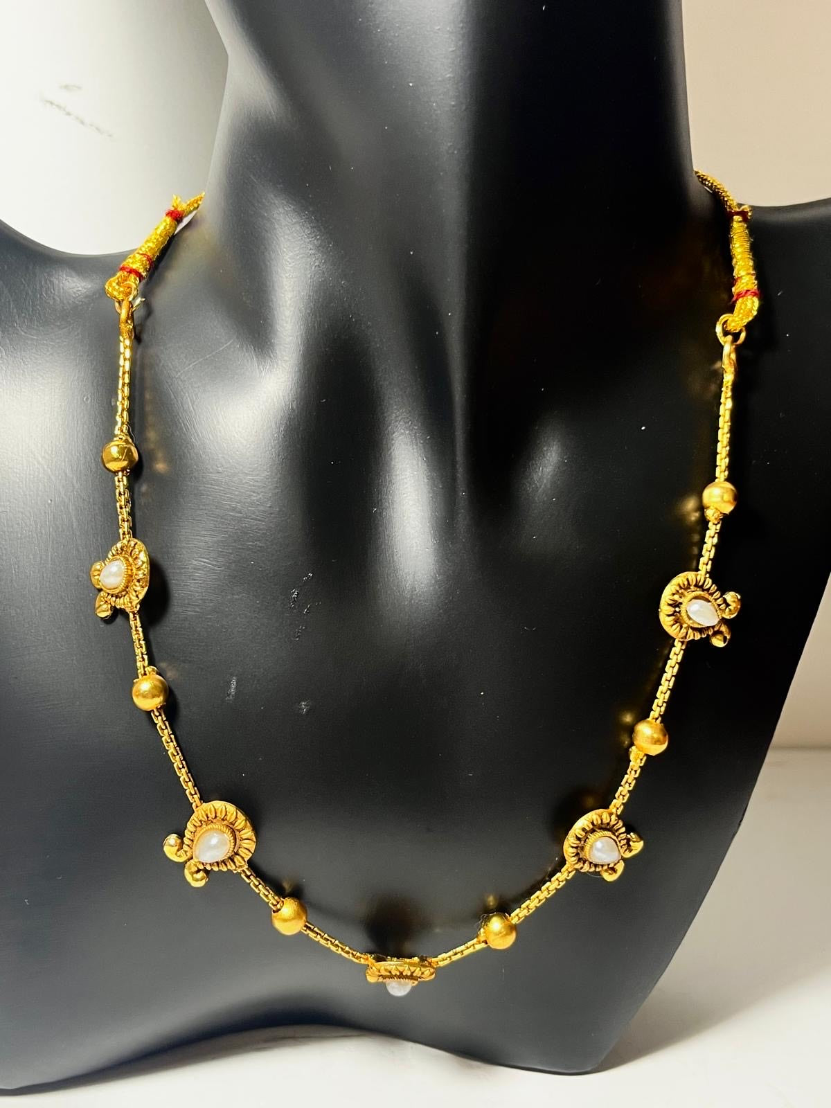 Golden White Embellished Necklace set