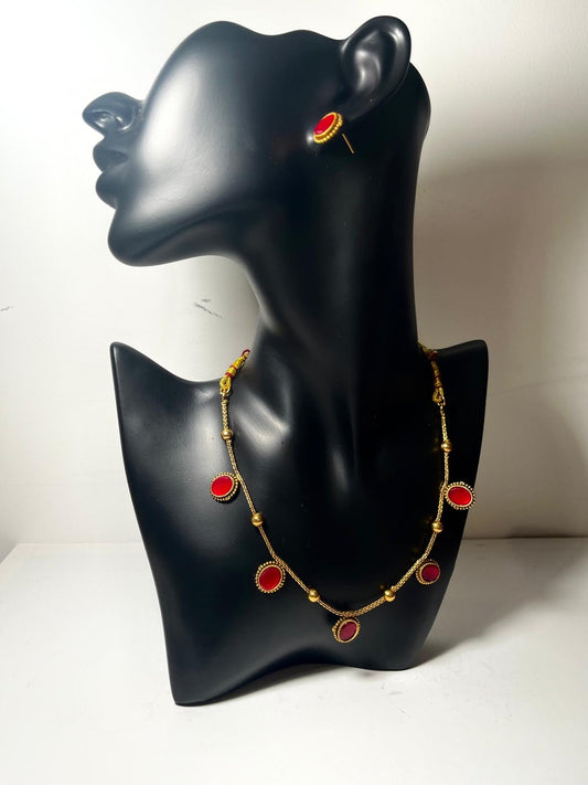 Elegant Red and Gold Jewelry Set